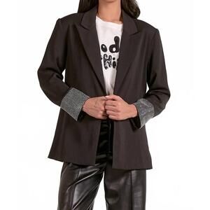 NEW ELAN tailored rhinestone blazer in black